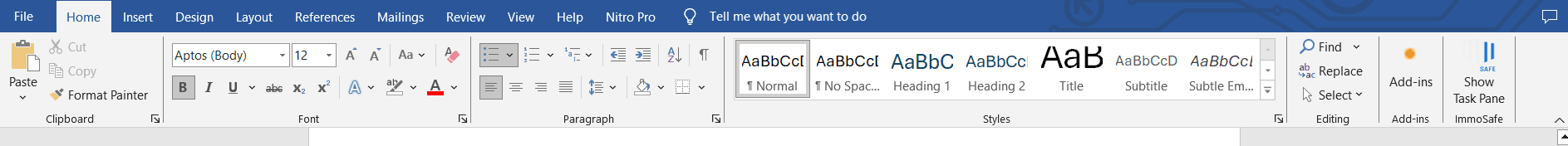 Ribbon-ul Word cu add-in-ul Addin instalat